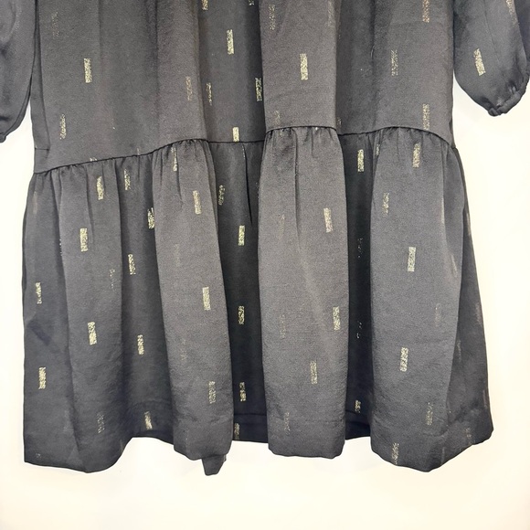 Madewell Metallic Jacquard Faux-Tiered Mini Party Dress Black and Gold Size XS - Picture 6 of 10